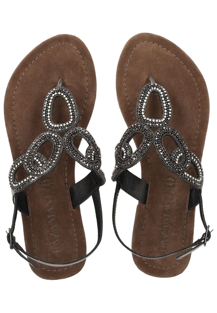Lazamani Sandalen Leder/Textil Pewter