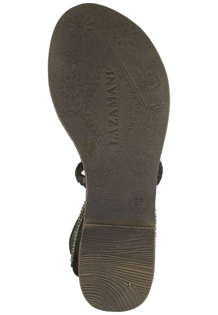 Lazamani Sandalen Leder/Textil Schwarz