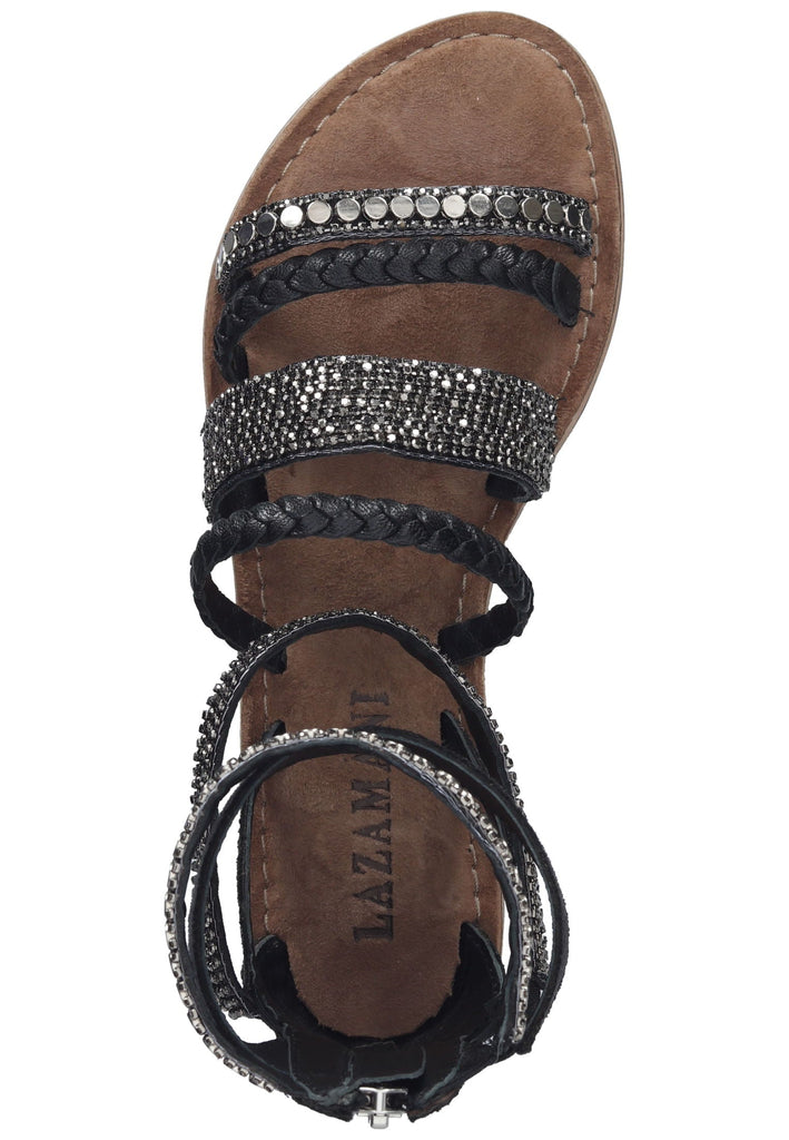 Lazamani Sandalen Leder/Textil Schwarz