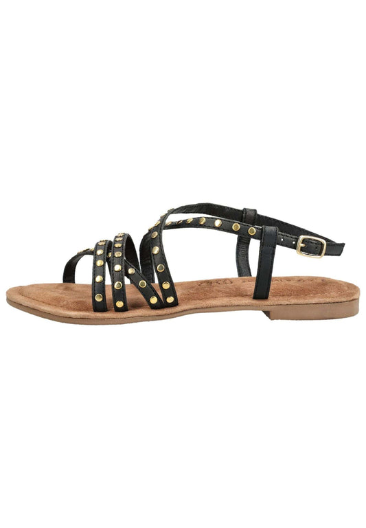 Lazamani Sandalen Leder/Textil Schwarz