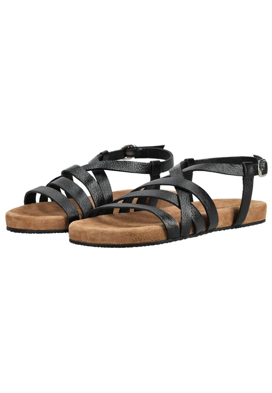 Lazamani Sandalen Leder/Textil Schwarz