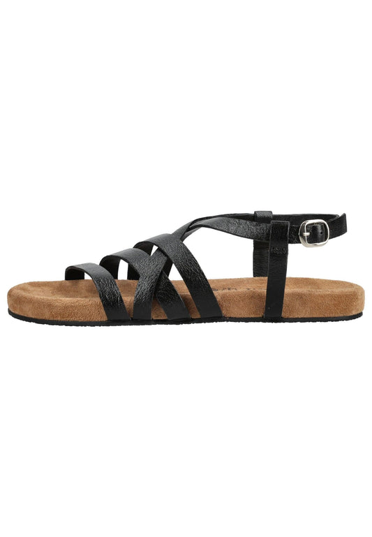 Lazamani Sandalen Leder/Textil Schwarz
