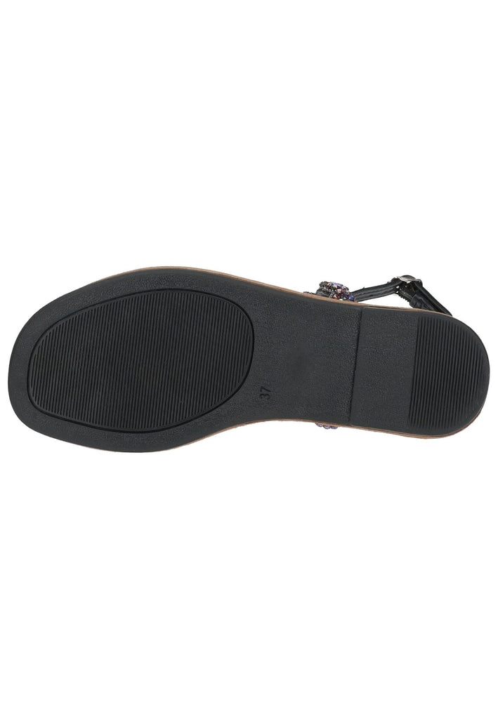 Lazamani Sandalen Leder/Textil Schwarz Kombi