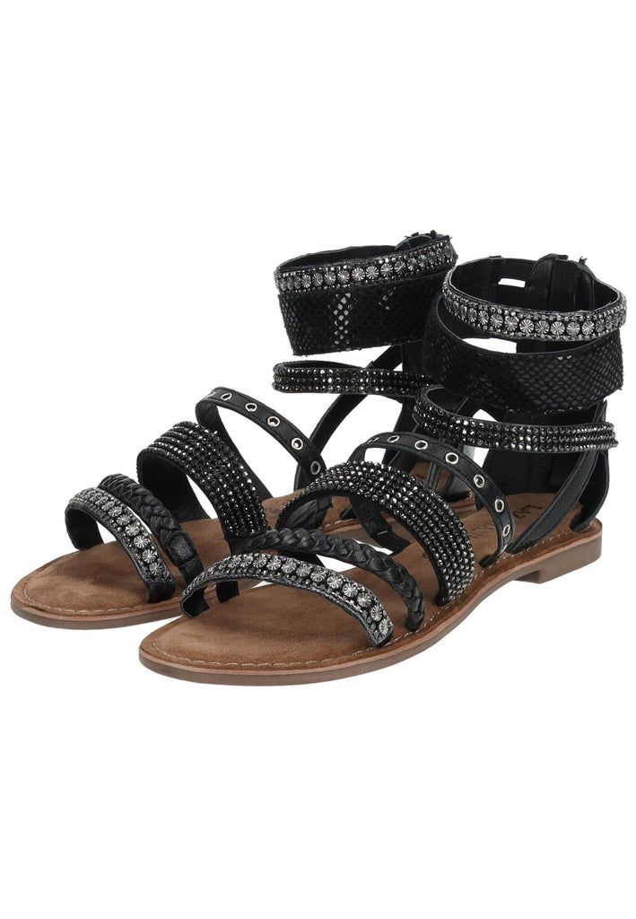 Lazamani Sandalen Leder/Textil Schwarz Kombi