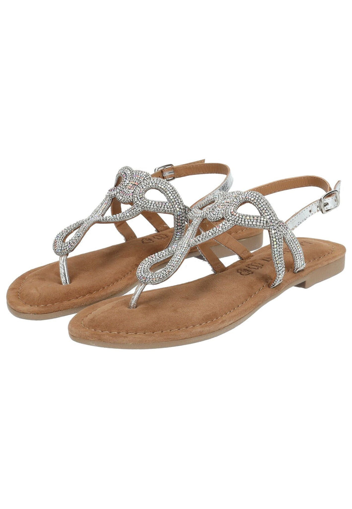 Lazamani Sandalen Leder/Textil Silber