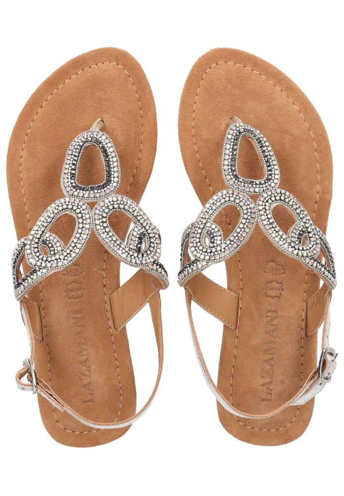 Lazamani Sandalen Leder/Textil Silber