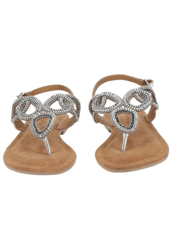 Lazamani Sandalen Leder/Textil Silber