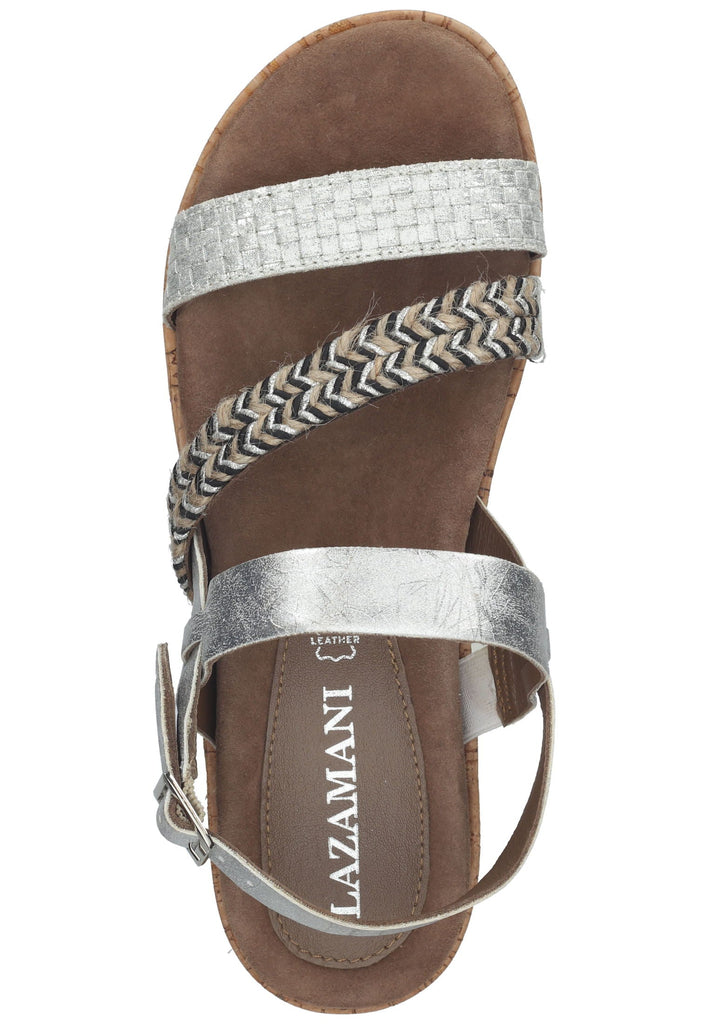 Lazamani Sandalen Leder/Textil Silber