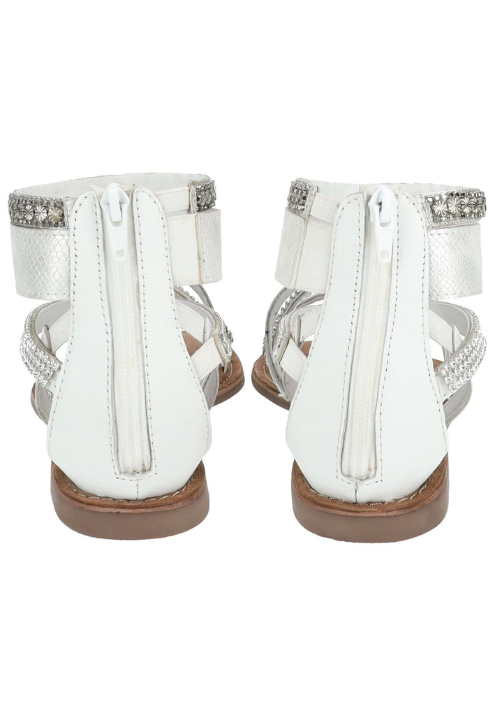 Lazamani Sandalen Leder/Textil Weiß Kombi