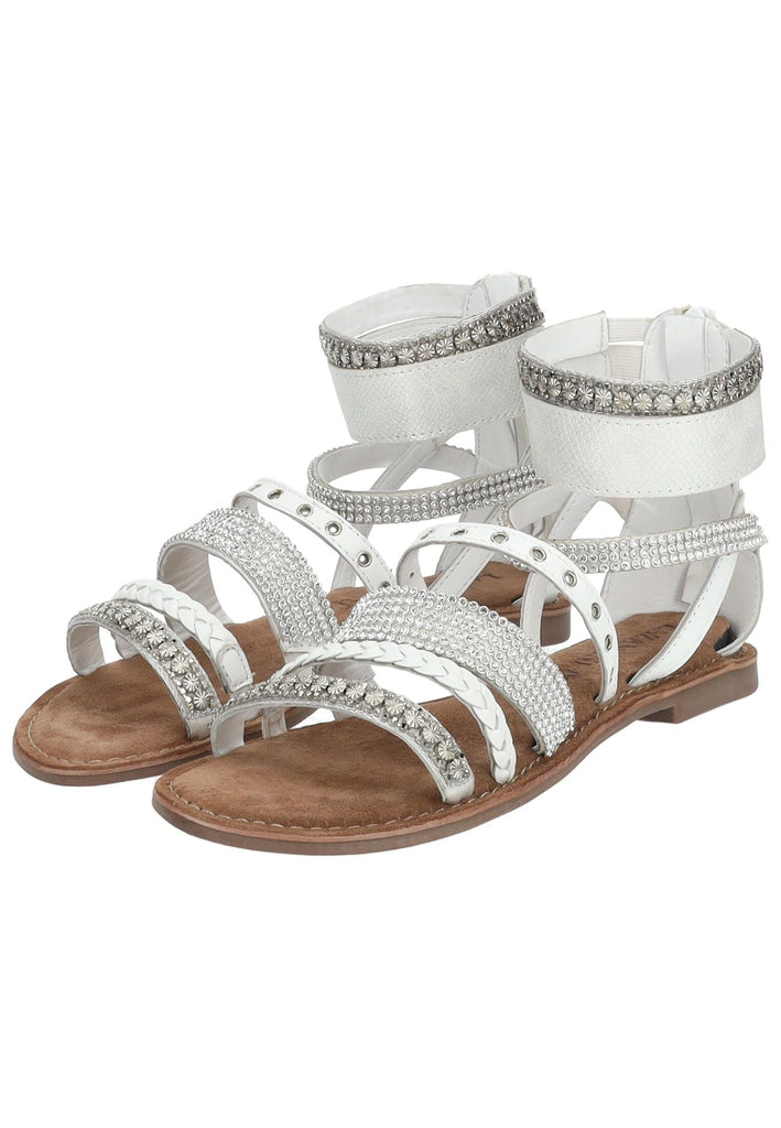 Lazamani Sandalen Leder/Textil Weiß Kombi