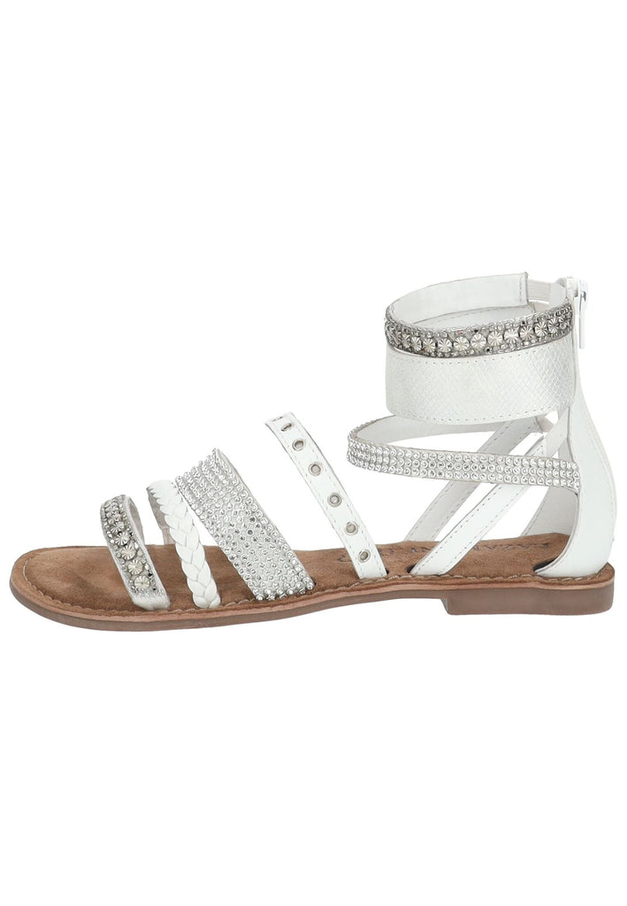 Lazamani Sandalen Leder/Textil Weiß Kombi
