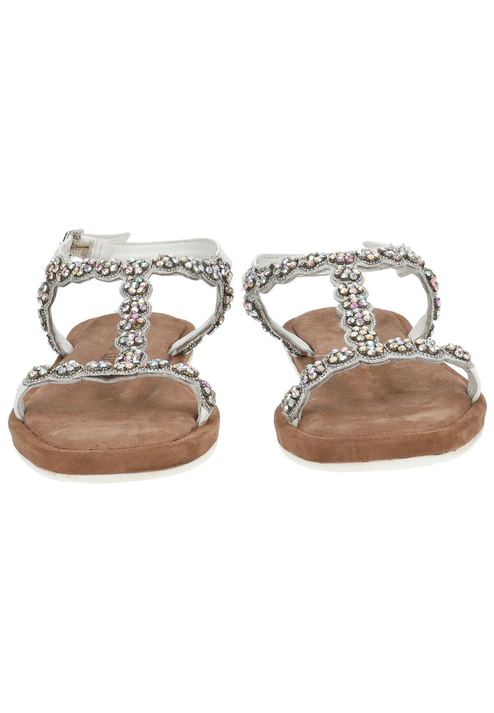 Lazamani Sandalen Leder/Textil Weiß Kombi