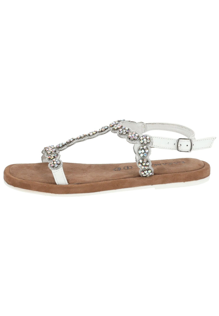 Lazamani Sandalen Leder/Textil Weiß Kombi