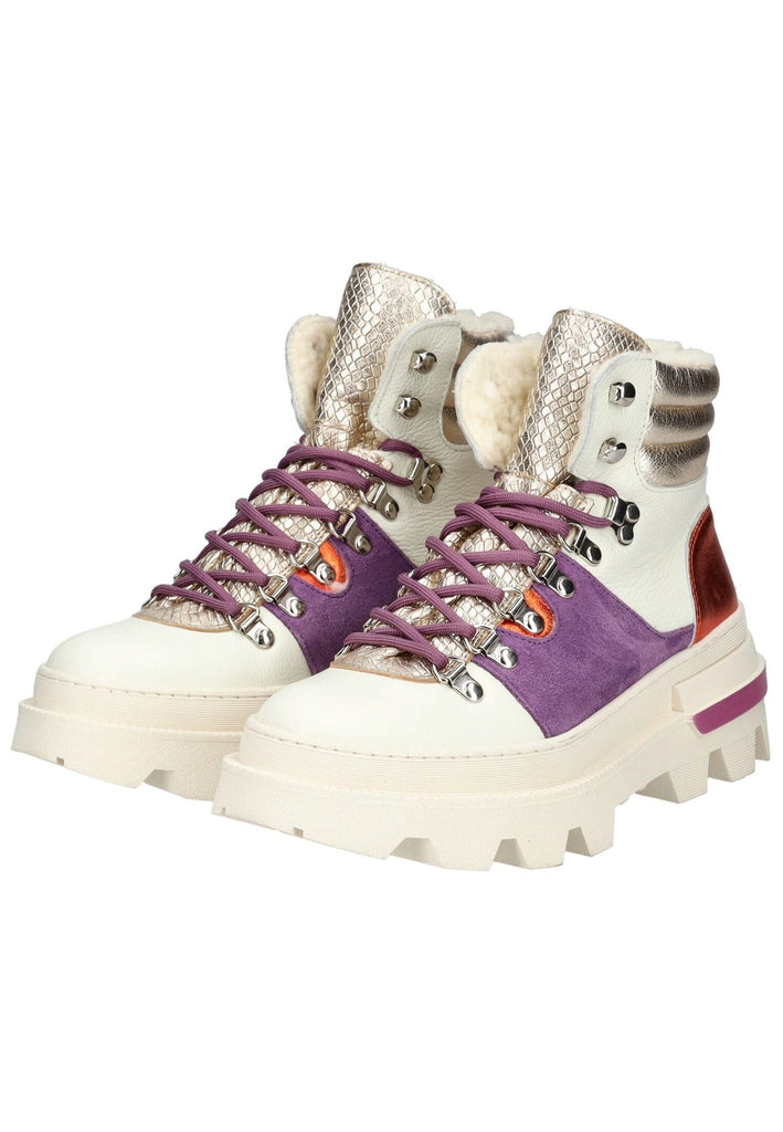 Lazamani Stiefelette Leder Lila Warmfutter