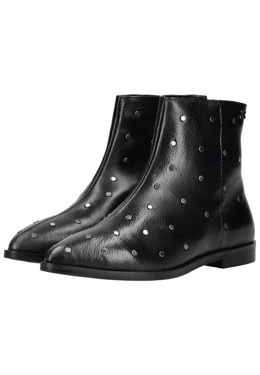 Lazamani Stiefelette Leder Schwarz/Silber