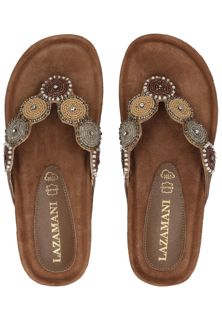 Lazamani Zehensteg Leder Beige