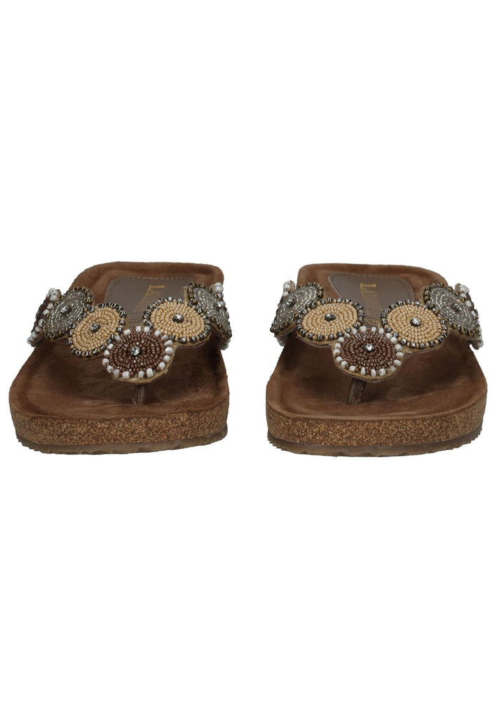 Lazamani Zehensteg Leder Beige