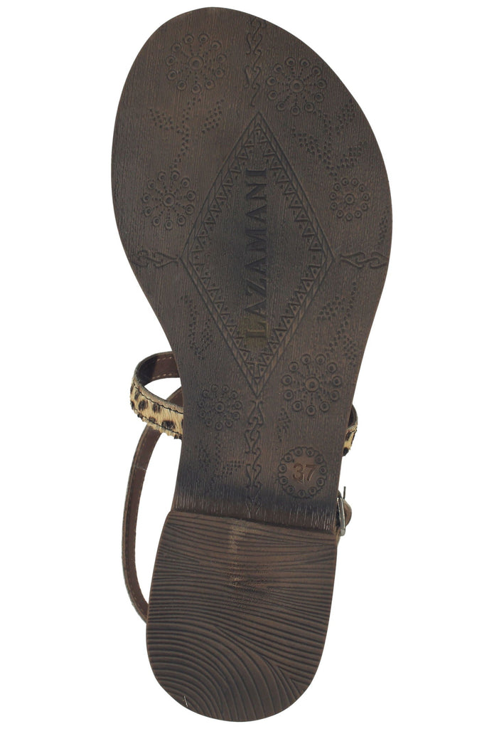 Lazamani Zehensteg Leder Braun/Beige
