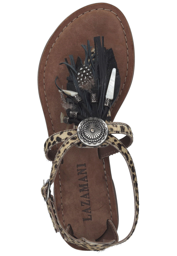 Lazamani Zehensteg Leder Braun/Beige