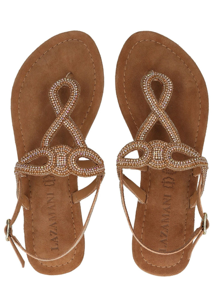 Lazamani Zehensteg Leder Gold