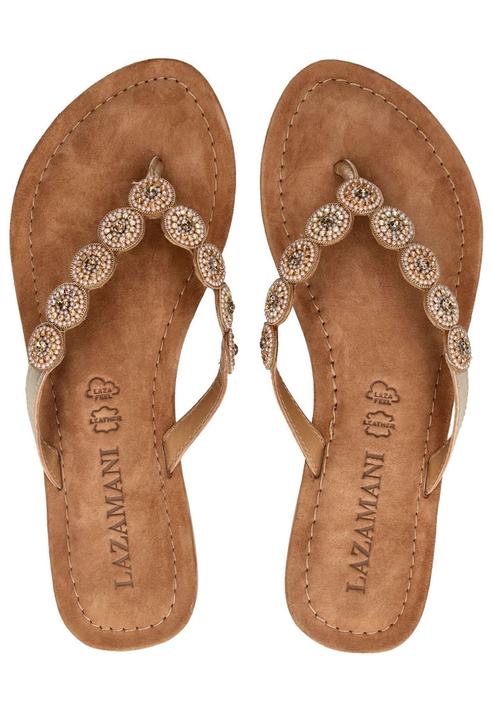 Lazamani Zehensteg Leder Gold