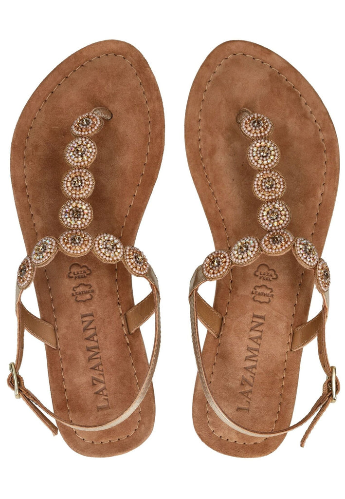 Lazamani Zehensteg Leder Gold