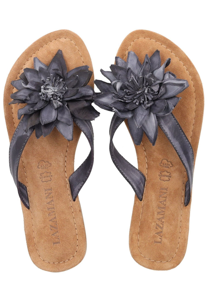 Lazamani Zehensteg Leder Schwarz