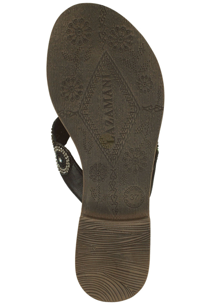 Lazamani Zehensteg Leder Schwarz