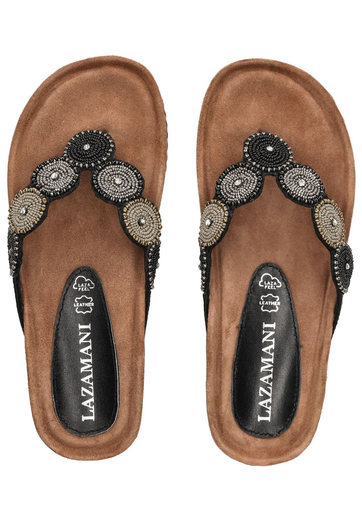 Lazamani Zehensteg Leder Schwarz