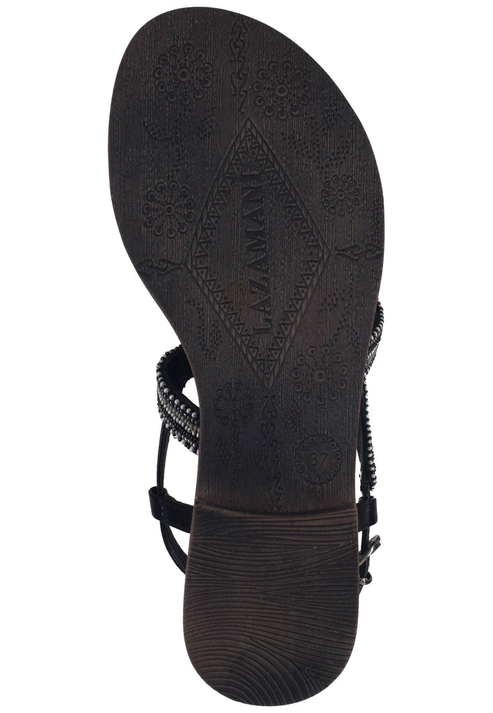 Lazamani Zehensteg Leder Schwarz