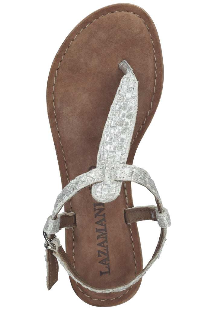 Lazamani Zehensteg Leder/Textil Silber