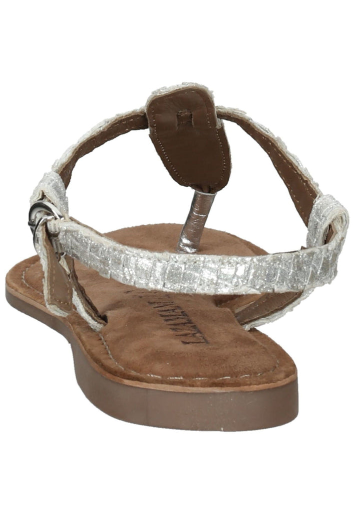 Lazamani Zehensteg Leder/Textil Silber