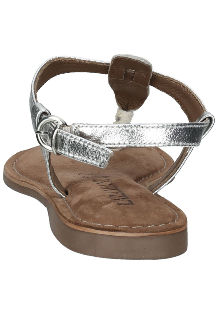 Lazamani Zehensteg Leder/Textil Silber