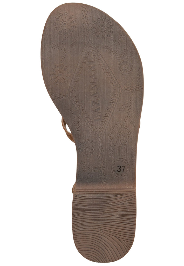 Lazamani Zehensteg Leder/Textil Taupe