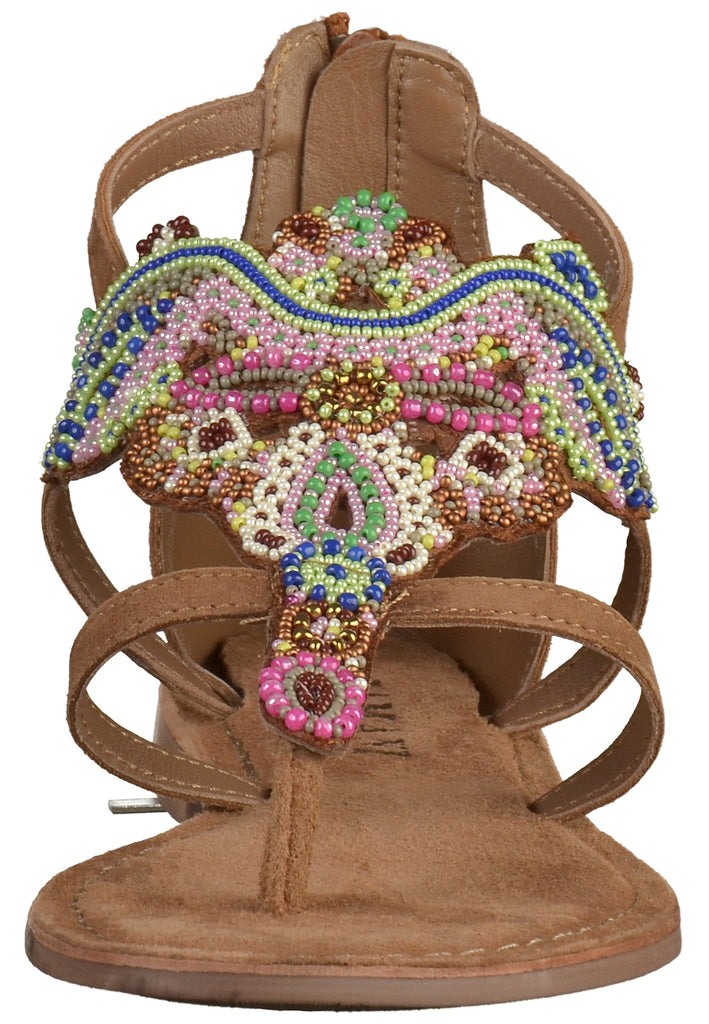 Lazamani Zehensteg Leder/Textil Taupe