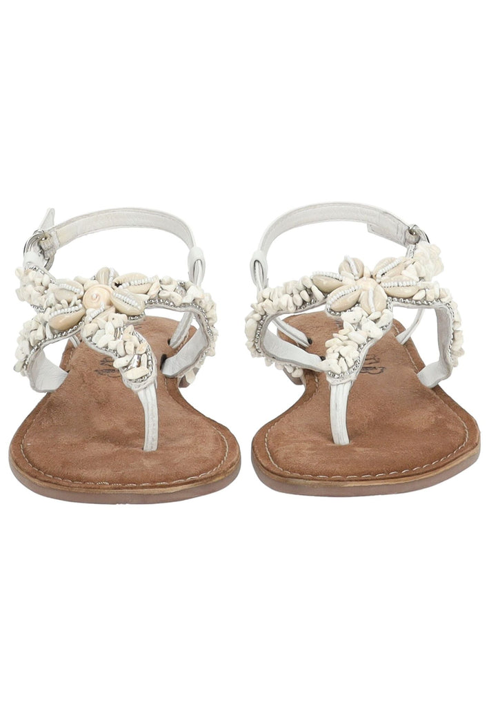 Lazamani Zehensteg Leder/Textil Weiß Kombi