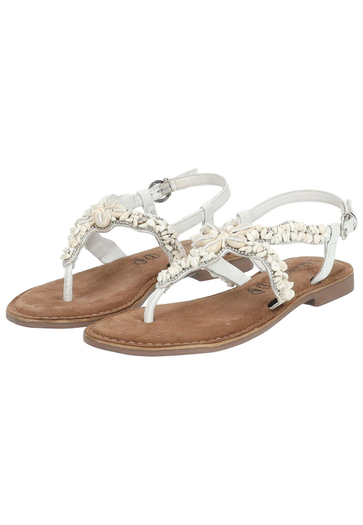 Lazamani Zehensteg Leder/Textil Weiß Kombi