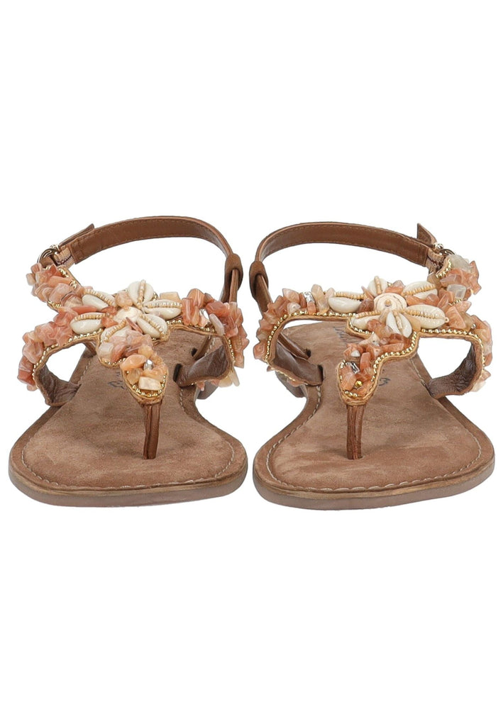 Lazamani Zehensteg Veloursleder/Textil Tan