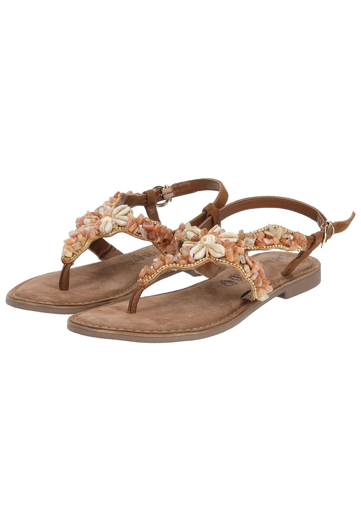 Lazamani Zehensteg Veloursleder/Textil Tan