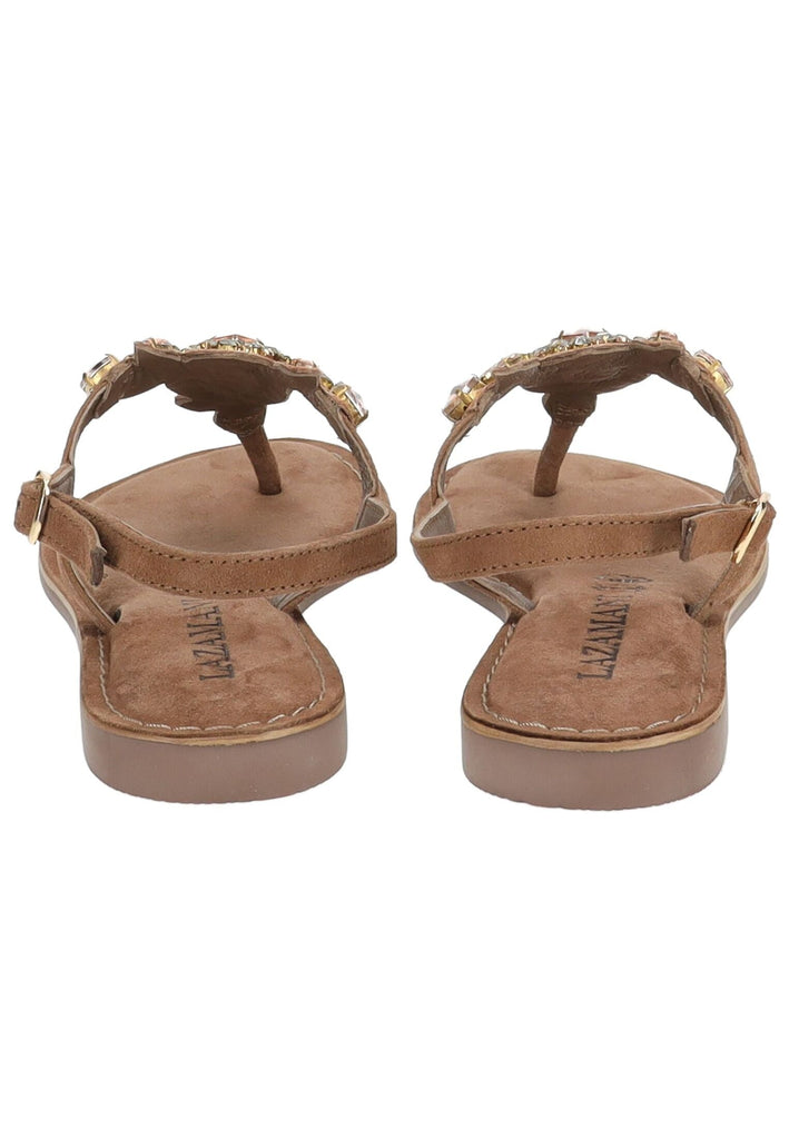 Lazamani Zehensteg Veloursleder/Textil Taupe