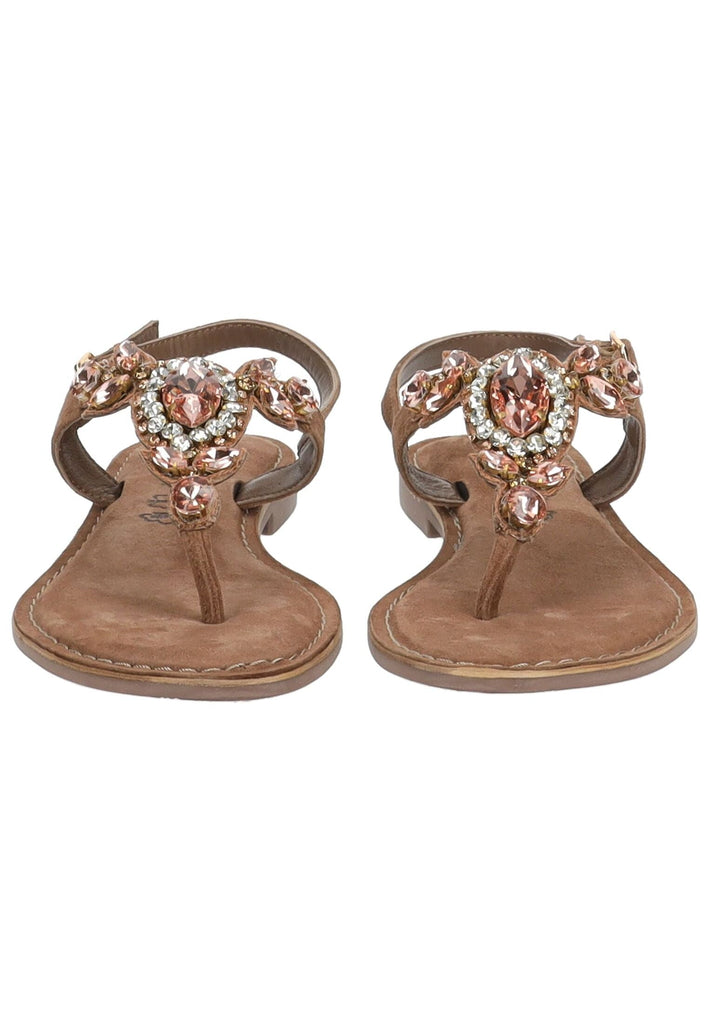 Lazamani Zehensteg Veloursleder/Textil Taupe