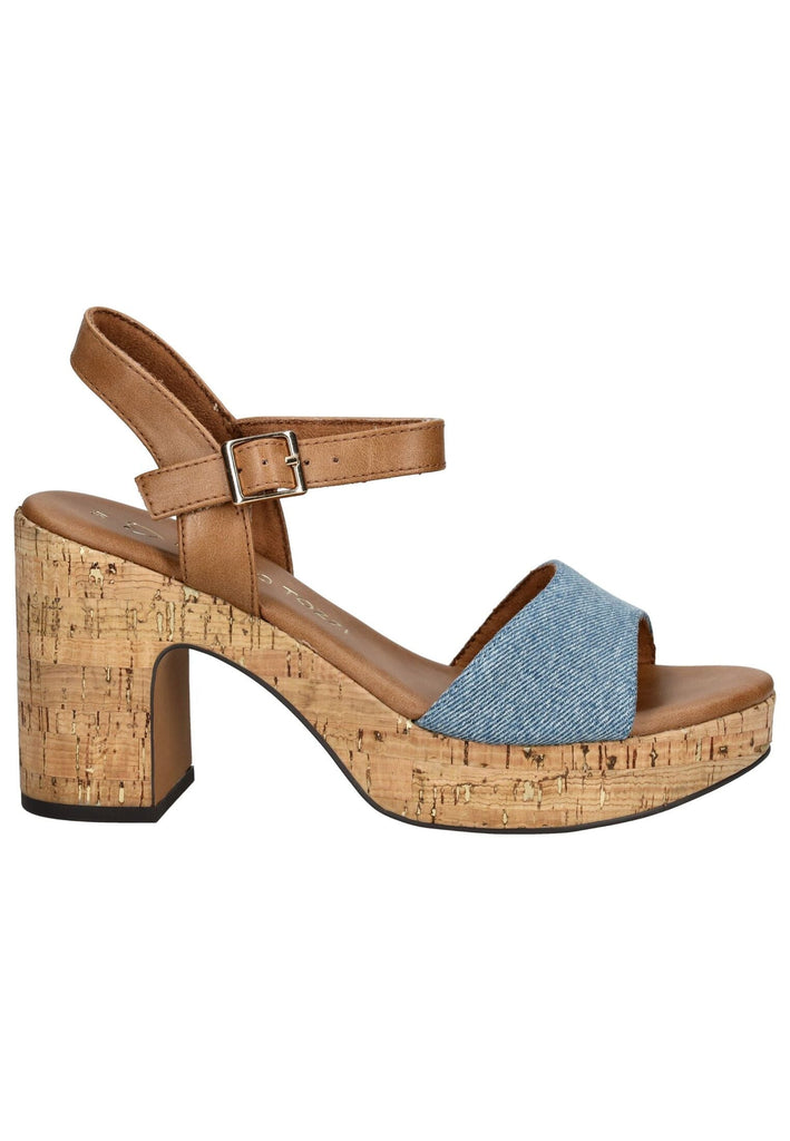 Marco Tozzi Sandalen Lederimitat/Textil Beige/Blau