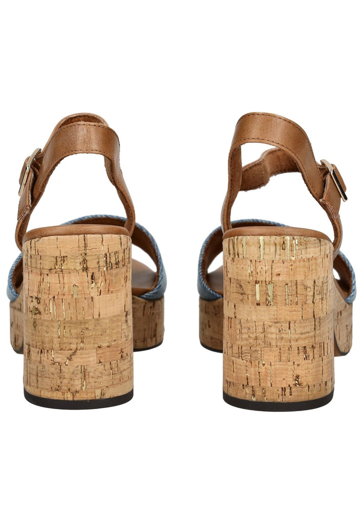 Marco Tozzi Sandalen Lederimitat/Textil Beige/Blau