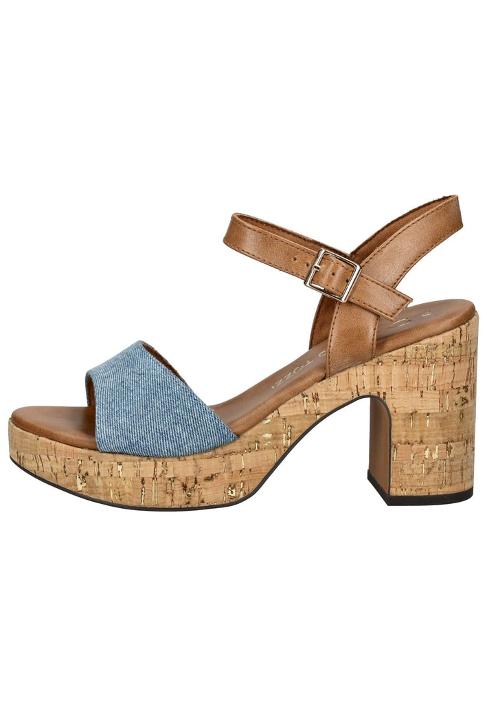 Marco Tozzi Sandalen Lederimitat/Textil Beige/Blau