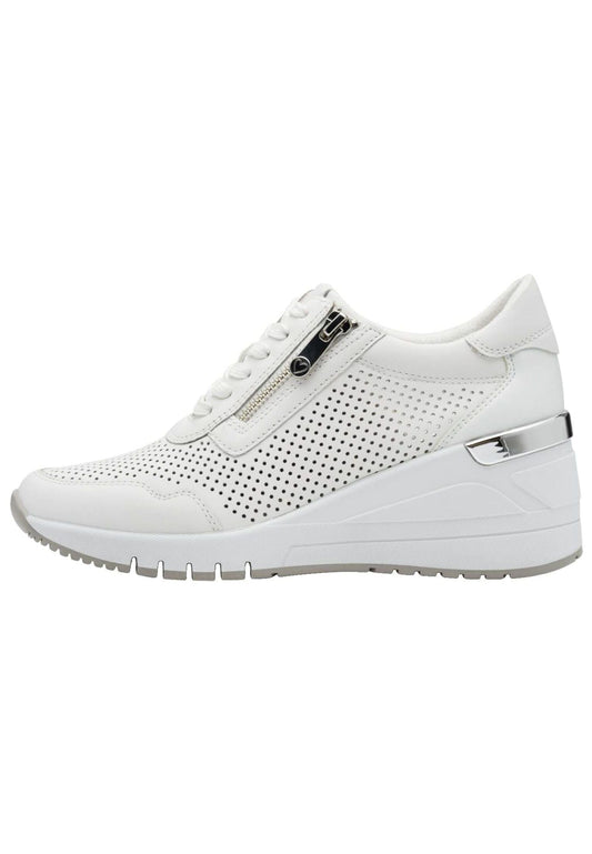 Marco Tozzi Sneaker Leder/Synthetik Weiß/Silber