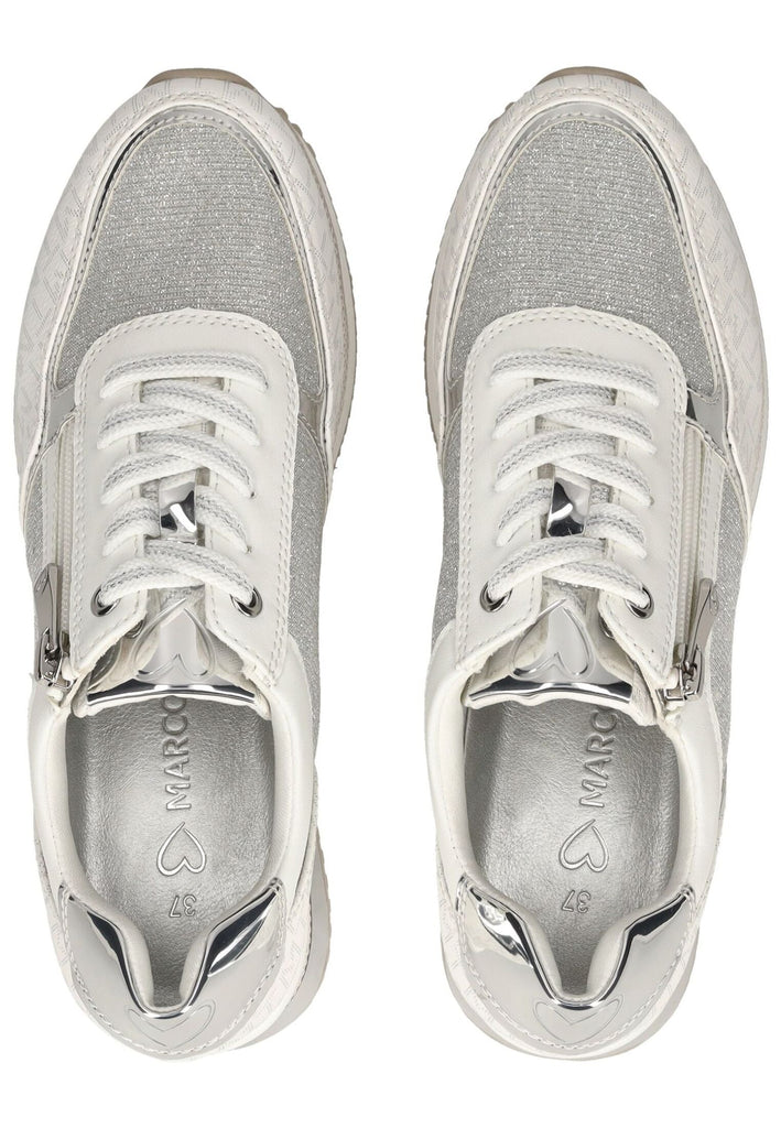 Marco Tozzi Sneaker Lederimitat/Textil Weiß/Silber