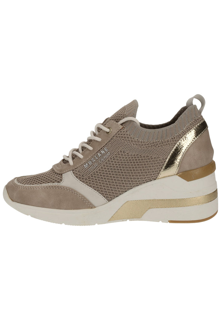Mustang Halbschuhe Lederimitat/Textil Beige