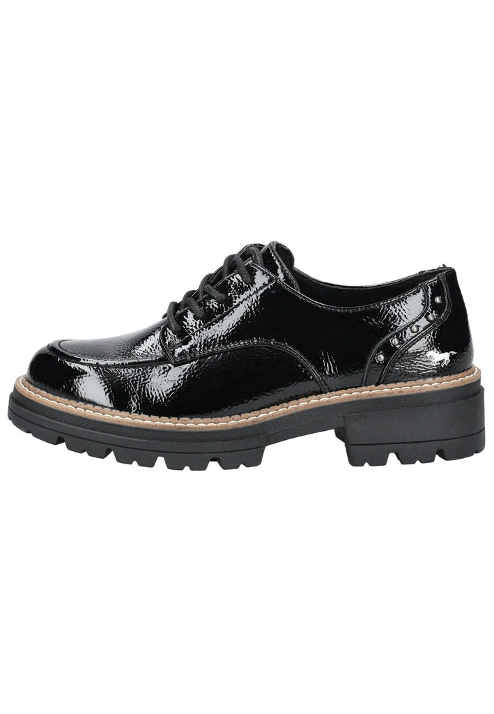 Halbschuhe Mustang Halbschuhe Lederimitat Schwarz Lack