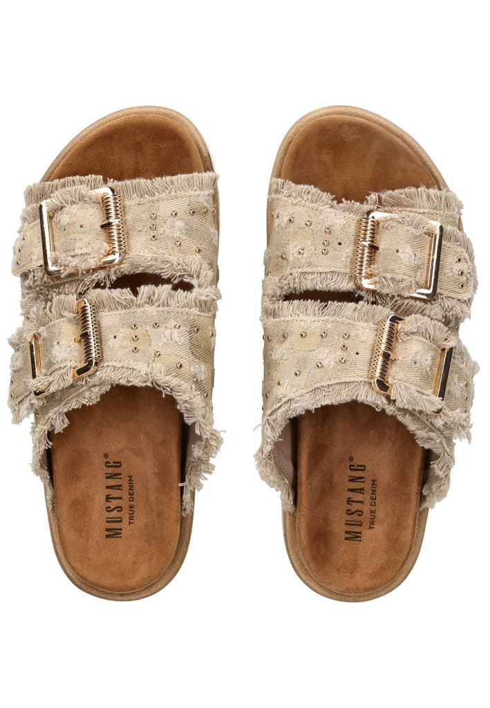 Mustang Pantoletten Lederimitat Beige