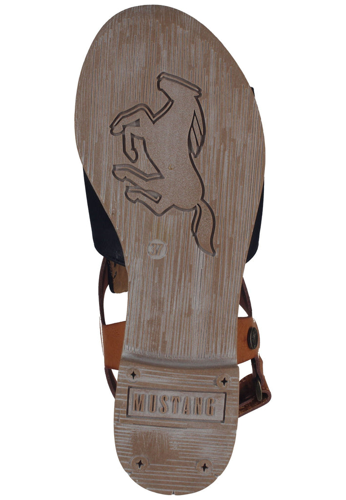 Mustang Sandalen Lederimitat/Textil Schwarz/Braun